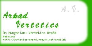 arpad vertetics business card